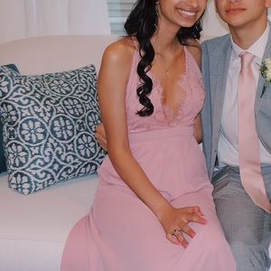 Baby pink prom dress